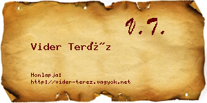 Vider Teréz névjegykártya